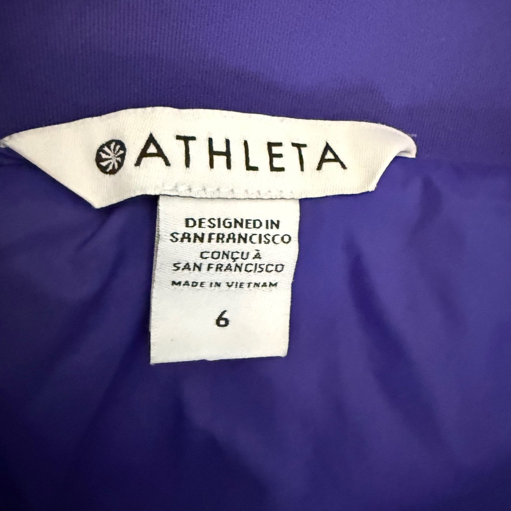 Athleta Apres Ski Skirt Quilted Chevron Puffer Full Zip Pockets Size 6 Purple - Picture 5 of 12